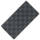 ルイヴィトン 二つ折り長財布 ダミエ グラフィット ポルトフォイユ ブラザ N63253 トープ 中古 ロングウォレット グレー メンズ 男性 LOUIS VU...