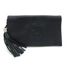 グッチ クラッチバッグ ソーホー 336753 ブラック レザー 中古 タッセル GG ロゴ フリンジ レディース GUCCI