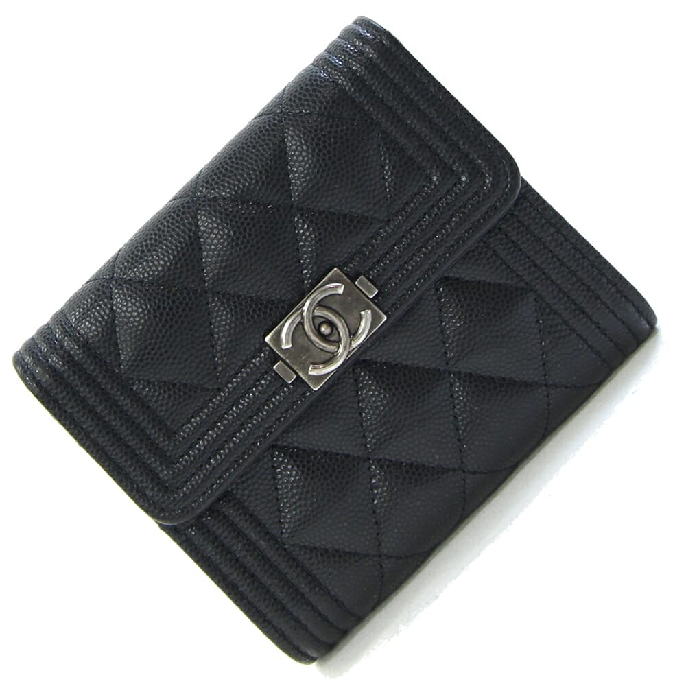 VINTAGE シャネル BOY 三つ折りウォレット キャビア ブラック 楽天市場】シャネル boy chanel(形状(財布)三つ折り財布