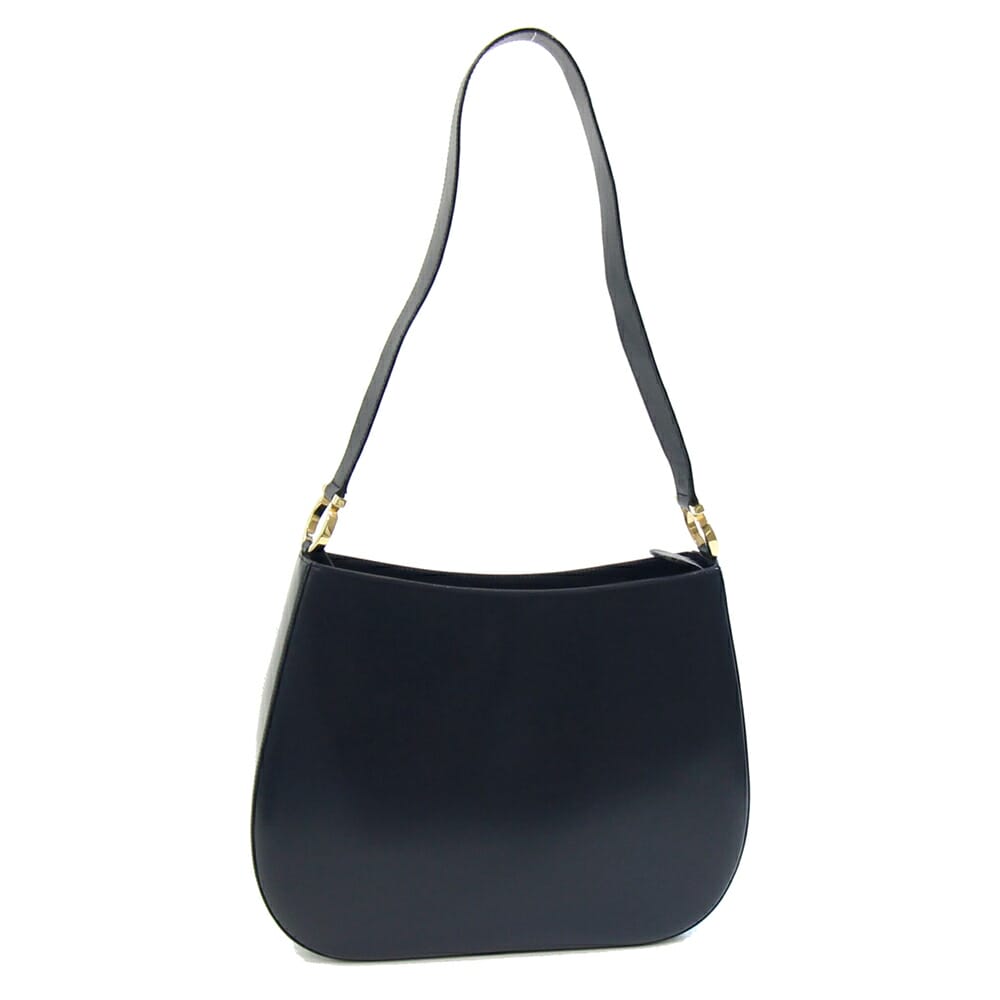 フェラガモ ワンショルダーバッグ ガンチーニ 21 8162 ダークネイビー ゴールド金具 レザー 中古 肩掛け 鞄 レディース 女性 ヴィンテージ Salvatore Ferragamo(4)