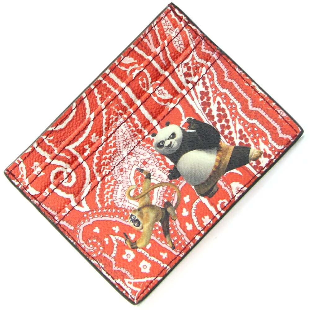 エトロ カードケース カンフーパンダ コラボ 1H769 レッド PVC レザー 中古 カードホルダー 名刺入れ ウォレット メンズ コラボレーション ETRO