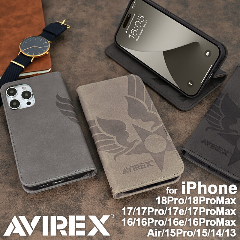 iPhone18Pro 케이스 수첩형 iPhone18ProMax 17Pro 17ProMax 겸용 iPhone17 Air iPhone17e 16e iPhone16 16Pro 16ProMax 15 15Pro 14 13 AVIREX[스웨이드 조수장 케이스]카드 수납 스탠드 첨부 아이폰 18 프로 브랜드 스마트 폰 케이스 iphone 케이스
