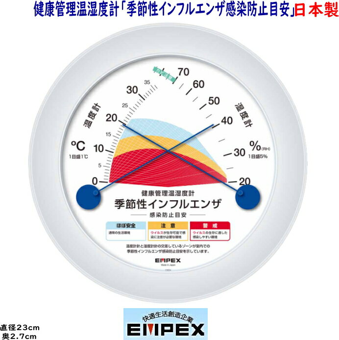 エンペックス 日本製 健康管理温湿度計「季節性インフルエンザ感染防止目安」TM-2582