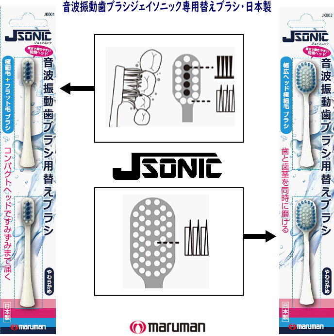 【メール便可】☆日本製★音波振動コンパクト歯ブラシ ジェイソニック用 替えブラシ2本セット