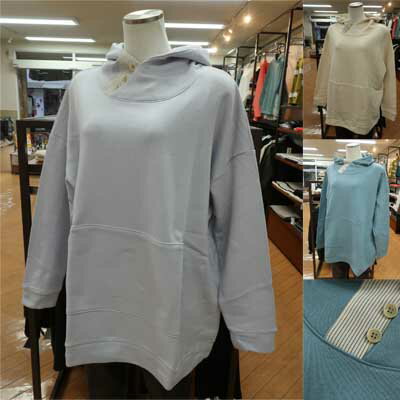 Rakuten - 【50%off】ivory beads♪変則ネックのフーディースウェット♪