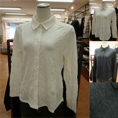 Rakuten - 【30%off】ivory beads♪しわ加工のブラウス型長袖カットソー♪
