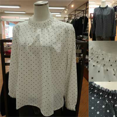 Rakuten - 【40%off】ivory beads♪ゴムギャザーのハイネックブラウス♪