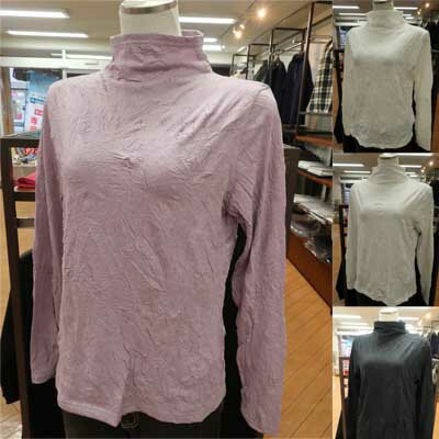 Rakuten - 【40%off】ivory beads♪しわ加工のボトルネック長袖カットソー♪
