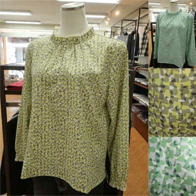 Rakuten - 【30%off】ivory beads♪ポリエステル素材の幾何学プリントブラウス♪