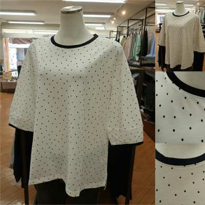 Rakuten - 【10%off】ivory beads♪ドット柄がかわいい六分袖プルオーバー♪