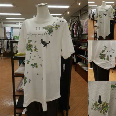 Kusuguru クスグル♪キャラクターデザインTシャツ　ロールアップAラインTシャツ　ムッシュ柄