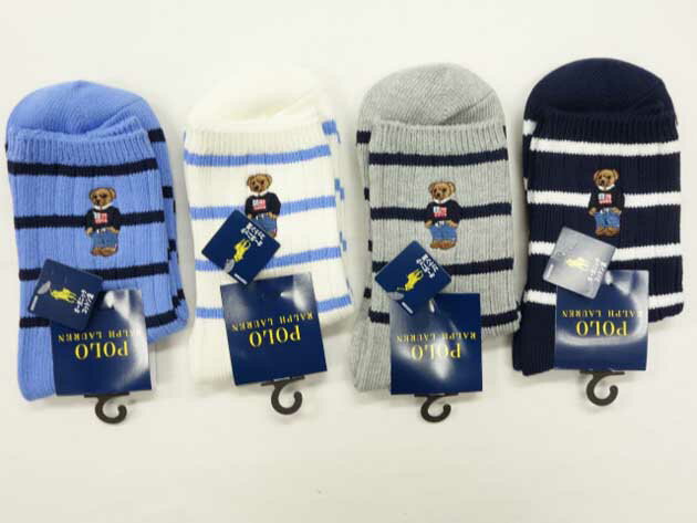 ♪2000円以上お買い上げで送料無料♪POLO RALPH LAUREN♪レディース　ソックス　厚地　ボーダーベアー　ロークルーソックス　靴下