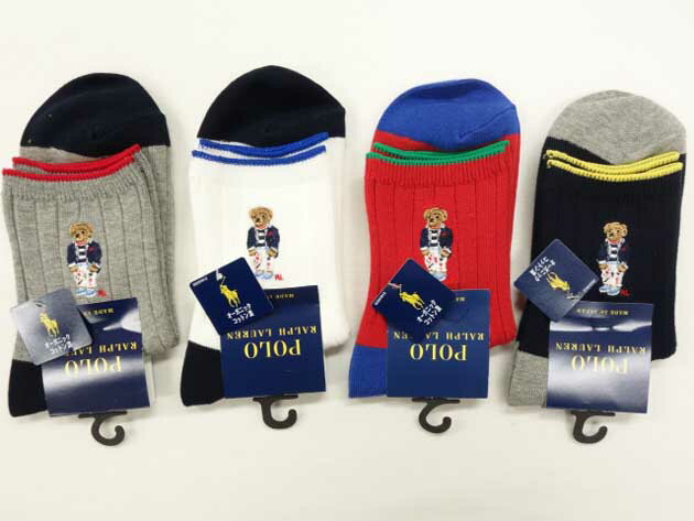 ♪2000円以上お買い上げで送料無料♪POLO RALPH LAUREN♪レディース　ソックス　ロークルー　バレンタインベア　　靴下