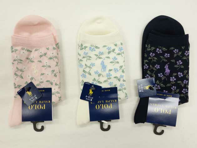 ♪2000円以上お買い上げで送料無料♪POLO RALPH LAUREN♪レディース　ソックス　靴下　フローラル　ロークルーソックス