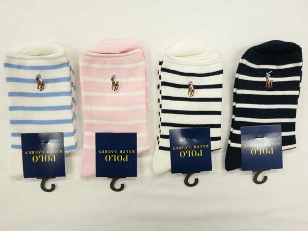 Rakuten - ♪2000円以上お買い上げで送料無料♪POLO RALPH LAUREN♪レディース　ソックス　靴下　ボーダー　クルーソックス