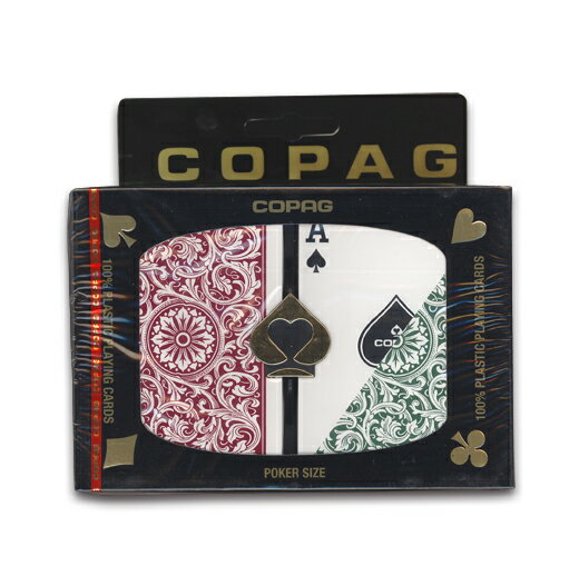 【トランプ】【ポーカー】COPAG PLASTIC POKER SIZE Green/Burgundy（コパッグ ポーカーサイズ グリーン/バーガンディ）