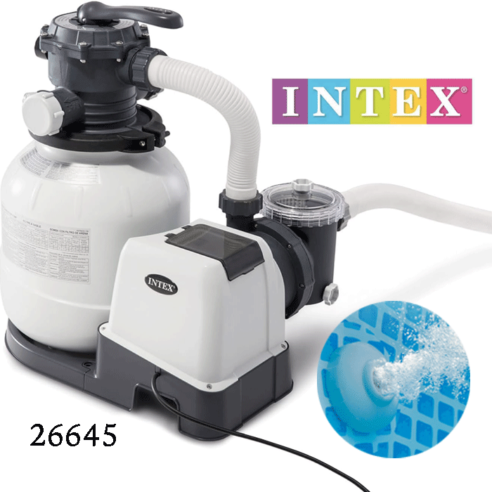 INTEX サンドフィルターポンプ SX2100 家庭用プールの水を清潔に保つための高性能なろ過装置です。 最大流量約7,900L/hのパワフルなポンプを搭載し、 6つの機能（フィルター、逆洗、すすぎ、再循環、排水、システム停止）を備えた6...