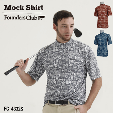 【2021年春夏モデル】FoundersClub ファウンダース ファウンダースクラブ メンズ ゴルフウェア 半袖 モックシャツ サーフ柄 おしゃれ fc-4332s
