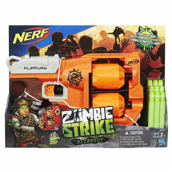 ナーフ 海外モデル オレンジトリガー フリップフューリー ブラスター ゾンビストライク Nerf Zombie Strike FlipFury BlasterA9603 並行輸入品 【 ハズブロ クイックチェンジ ローティングドラム クイックリロード 連射 6連射 開店 フリップ ダーツガン ソフトダーツ 】 2