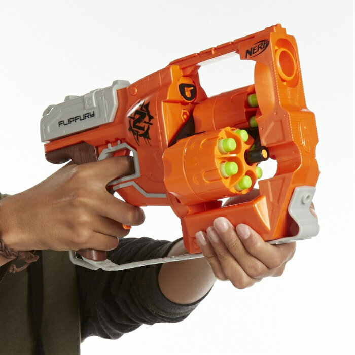 ナーフ 海外モデル オレンジトリガー フリップフューリー ブラスター ゾンビストライク Nerf Zombie Strike FlipFury BlasterA9603 並行輸入品 【 ハズブロ クイックチェンジ ローティングドラム クイックリロード 連射 6連射 開店 フリップ ダーツガン ソフトダーツ 】 3