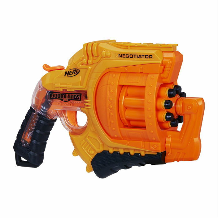 ナーフ 海外モデル オレンジトリガー ネゴシエーター ブラスター ドゥームランズ Nerf Doomlands 2169 Negotiator Blaster B8572 並行輸入品 【 ハズブロ ハンマーアクション 8発装填 リボルバー 透明 クリア ダーツガン ソフトダーツ 】