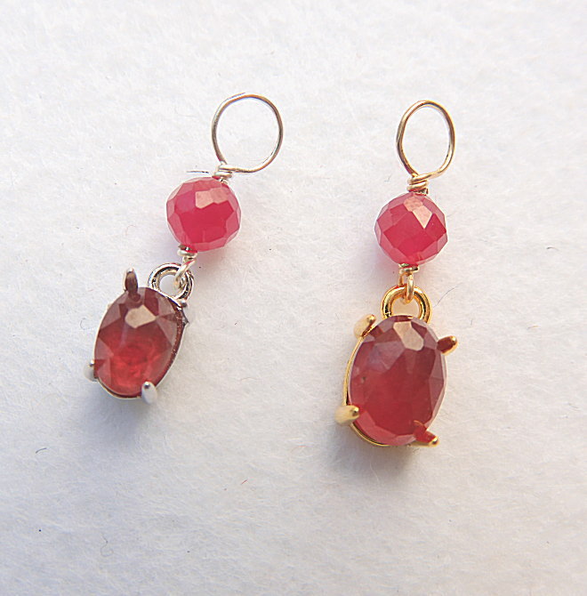 ルビー オーバル ローズカット SV枠留め 10KGF/SVチャーム 7月誕生石【決算セール】