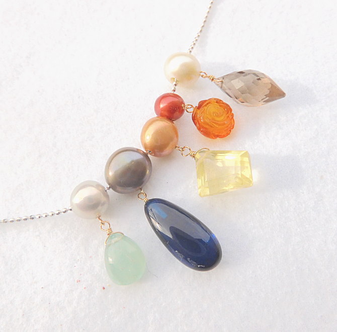 天然石アクセント付 10KGFデザインパール ▼玉通しチェーン用 【別途チャーム加工お受けします】