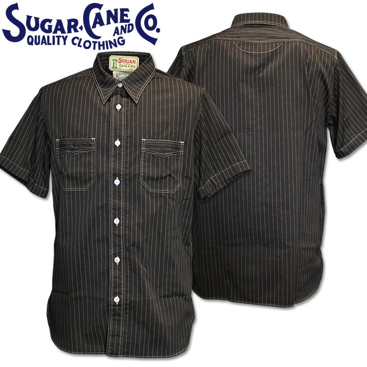 樂天商城 - [2026SS新作!]Sugar Cane（シュガーケーン）F/ROMANCE 8.5oz. BLACK WABASH STRIPE WORK SHIRT S/Sleeve SC39702-411 Black
