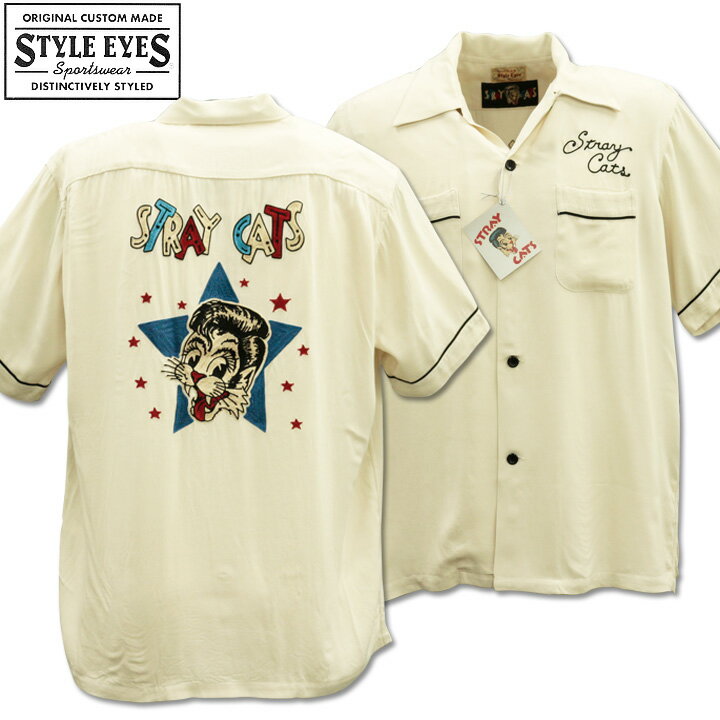 楽天mLAB楽天市場店Stray Cats × Style Eyes（スタイルアイズ）Bowling Shirt（ボウリングシャツ）Limited Edition SE38204-105 Off White