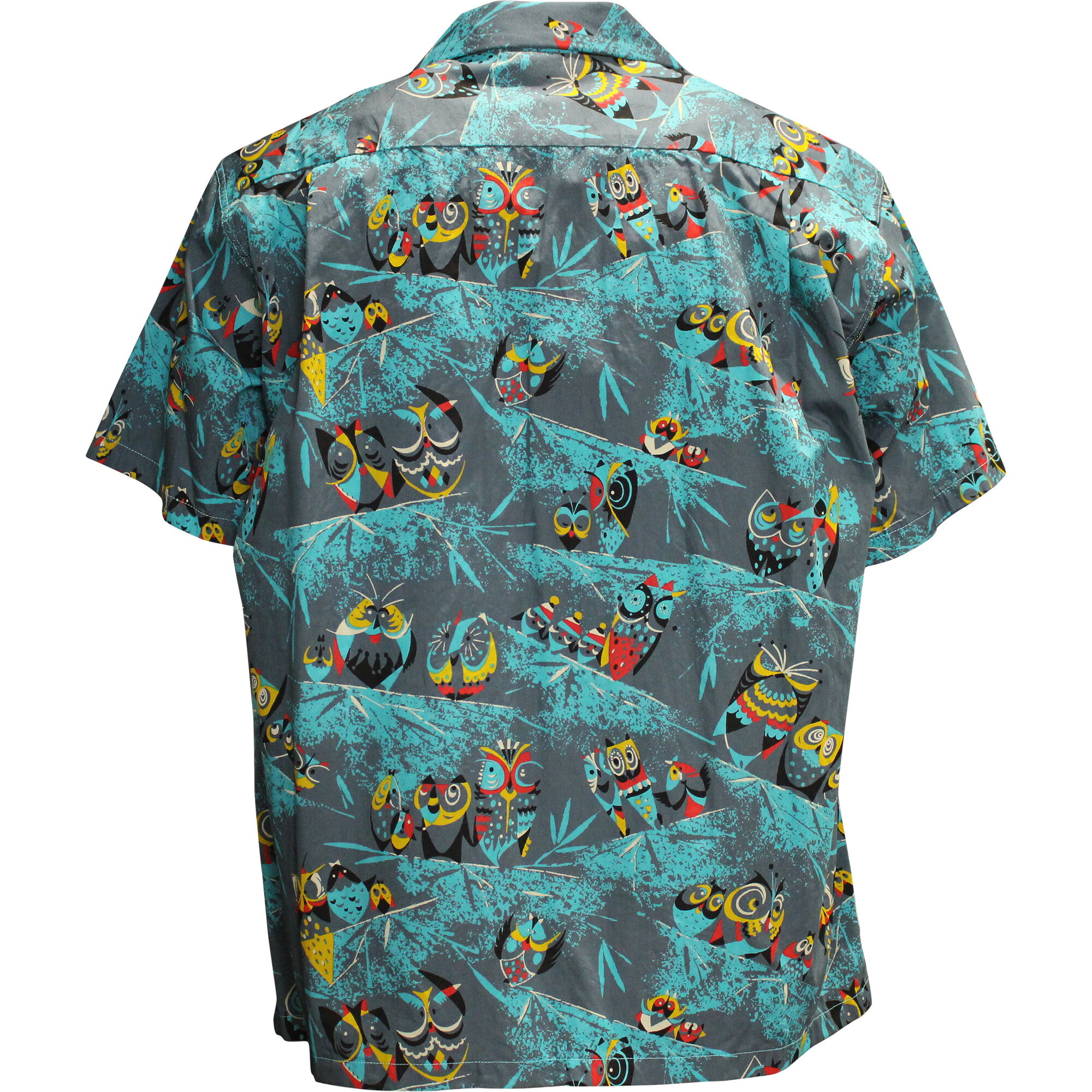 Star OF HOLLYWOOD（スターオブハリウッド）S/S Open Shirt『OWL』SH39494-125 Blue｜メンズ 開襟シャツ｜ヴィンテージ風 ハワイアン 50