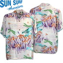 SUN SURF(サンサーフ)アロハシャツ HAWAIIAN SHIRT『IRIS & DRAGONFLY』SS39218-145 Green|50s復刻柄 メンズ 開襟シャツ|ヴィンテージ風 ハワイアン レーヨンシャツ 半袖|リゾートシャツ おしゃれ 夏コーデに|送料無料
