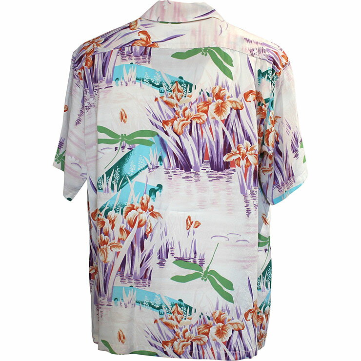 SUN SURF（サンサーフ）アロハシャツ HAWAIIAN SHIRT『IRIS & DRAGONFLY』SS39218-145 Green｜50s復刻柄 メンズ 開襟シャツ｜ヴィンテージ風 ハワイアン レーヨンシャツ 半袖｜リゾートシャツ おしゃれ 夏コーデに｜送料無料