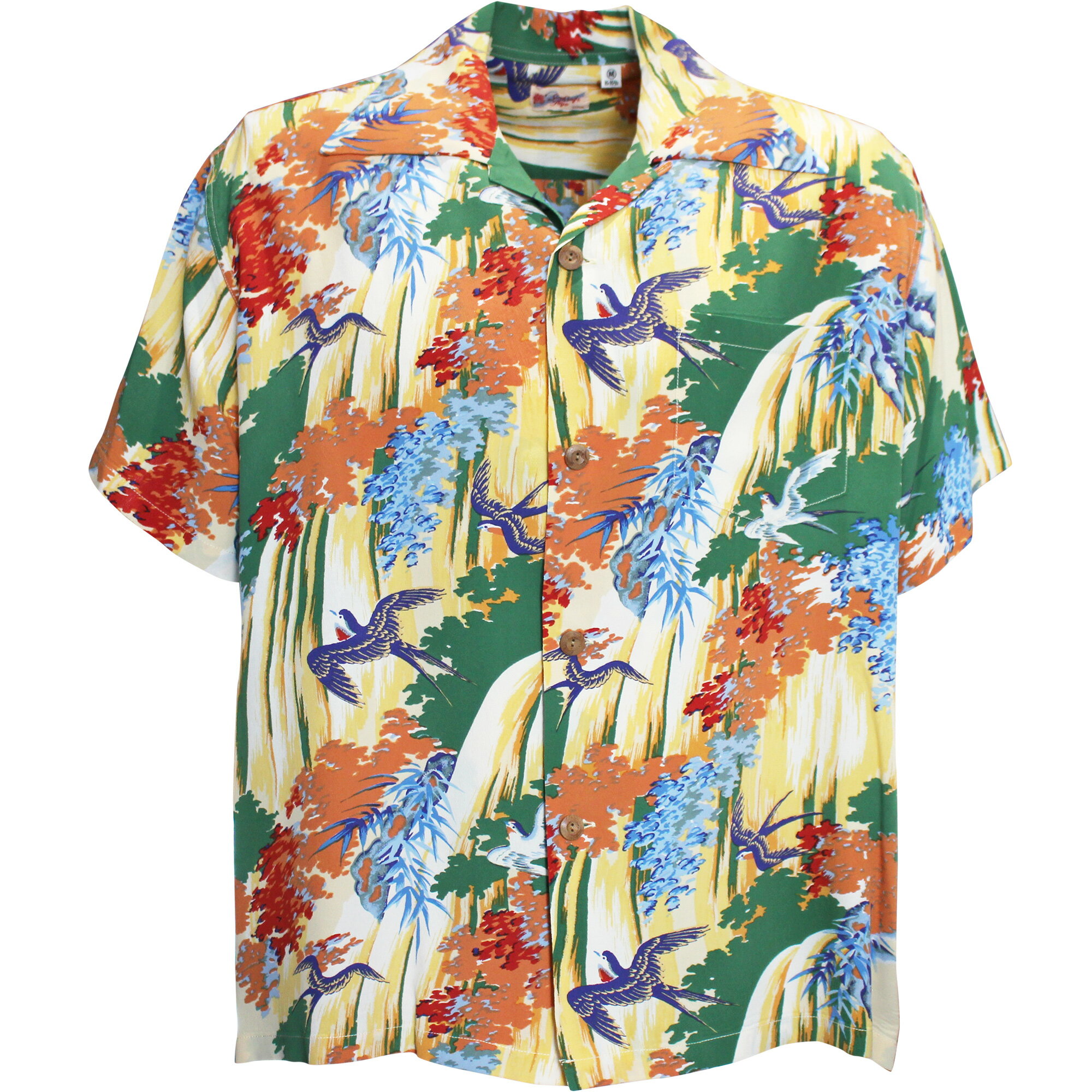 SUN SURF（サンサーフ）アロハシャツ HAWAIIAN SHIRT『SWALLOW WILDLY FLUTTERING』SS39426-145 Green｜50s復刻柄 メンズ 開襟シャツ｜ヴィンテージ風 ハワイアン レーヨンシャツ 半袖｜リゾートシャツ おしゃれ 夏コーデに｜送料無料
