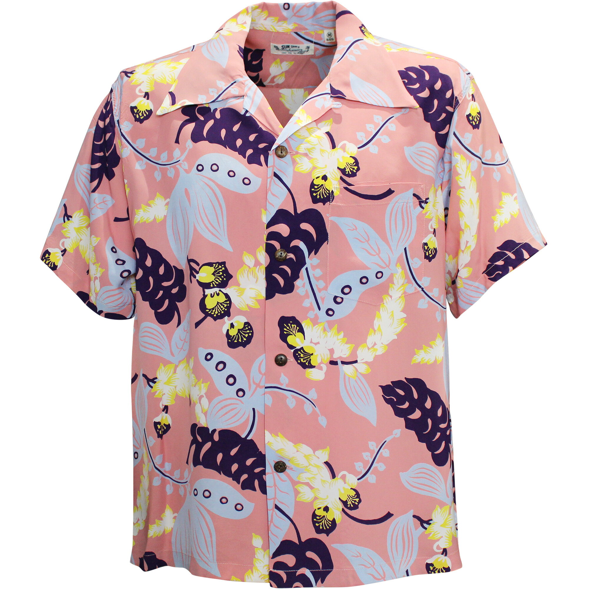 SUN SURF（サンサーフ）アロハシャツ HAWAIIAN SHIRT『SHELL GINGER』SS39423-162 Pink｜50s復刻柄 メンズ 開襟シャツ｜ヴィンテージ風 ハワイアン レーヨンシャツ 半袖｜リゾートシャツ おしゃれ 夏コーデに｜送料無料