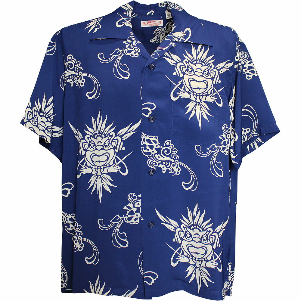 [2026SS新作!]SUN SURF（サンサーフ）アロハシャツ HAWAIIAN SHIRT『INCARNATION OF GOD』SS39611-128 Navy｜50s復刻柄 メンズ 開襟シャツ｜ヴィンテージ風 ハワイアン レーヨンシャツ 半袖｜リゾートシャツ おしゃれ 夏コーデに｜送料無料
