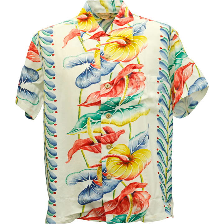 SUN SURF（サンサーフ）アロハシャツ HAWAIIAN SHIRT『SPECIAL EDITION/ANTHURIUM』SS38867-105 Off White｜50s復刻柄 メンズ 開襟シャツ｜ヴィンテージ風 ハワイアン レーヨンシャツ 半袖｜リゾートシャツ おしゃれ 夏コーデに｜送料無料
