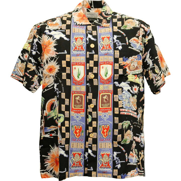 SUN SURF（サンサーフ）アロハシャツ HAWAIIAN SHIRT『SPECIAL EDITION/TROPIC LIGHTNING』SS38869-119 Black｜50s復刻柄 メンズ 開襟シャツ｜ヴィンテージ風 ハワイアン レーヨンシャツ 半袖｜リゾートシャツ おしゃれ 夏コーデに｜送料無料