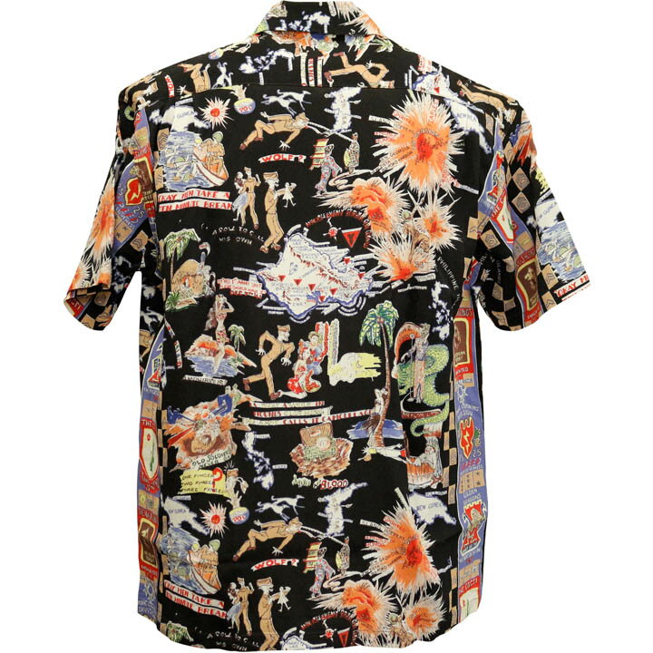 SUN SURF（サンサーフ）アロハシャツ HAWAIIAN SHIRT『SPECIAL EDITION/TROPIC LIGHTNING』SS38869-119 Black｜50s復刻柄 メンズ 開襟シャツ｜ヴィンテージ風 ハワイアン レーヨンシャツ 半袖｜リゾートシャツ おしゃれ 夏コーデに｜送料無料
