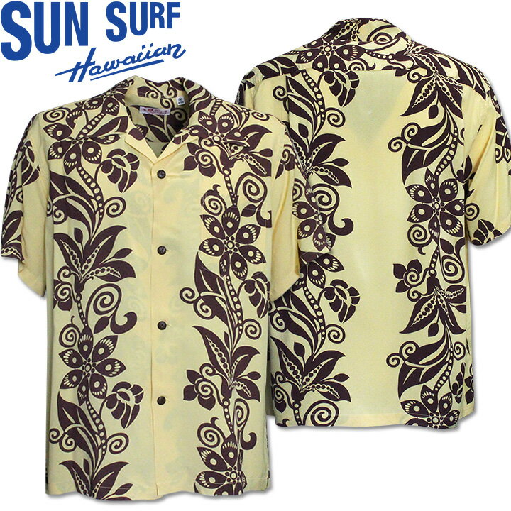 樂天商城 - [2026SS新作!]SUN SURF（サンサーフ）アロハシャツ HAWAIIAN SHIRT『PICTOGRAPH FLOWER』SS39616-155 Yellow｜50s復刻柄 メンズ 開襟シャツ｜ヴィンテージ風 ハワイアン レーヨンシャツ 半袖｜リゾートシャツ おしゃれ 夏コーデに｜送料無料