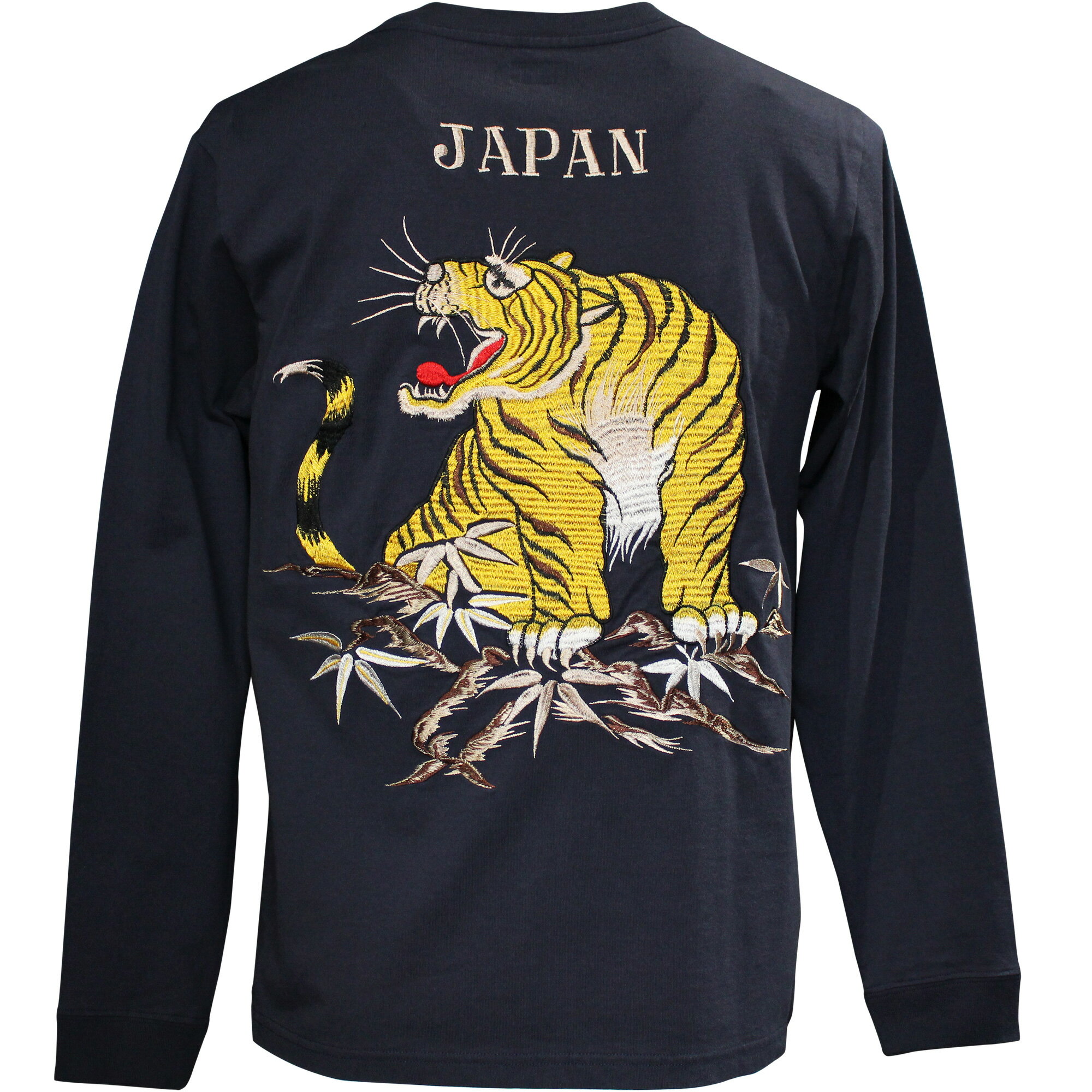 TAILOR TOYO（テーラー東洋）スカTシャツ LONG SLEEVE SUKA T-SHIRT EMBROIDERED『TIGER』TT69471-128 Navy