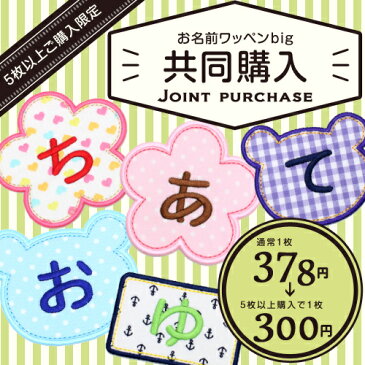 5文字以上のご注文で1枚378円→300円★入園・入学準備に!!★アイロン接着・お名前ワッペンbig共同購入お名前シール ネームシール 名札 入園入学 準備 名前 ワッペン ローマ字 体操服 スモック 制服 ひらがな アップリケ 大きい 名入れ