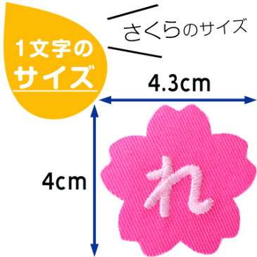 お名前ワッペン『さくら』名前ワッペン お名前シール 名前シール アイロン ワッペン アップリケ 入園 入学 名前 ひらがな ランキング入賞 参観日 運動会 保育園 幼稚園 小学校 名前 1文字 スモック 体操服 進学 進級 お名前