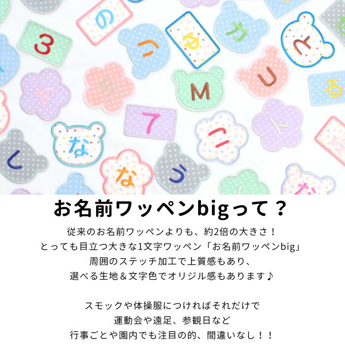 【大きな1文字ワッペン】ひらがな お名前ワッペンbig『お花』 名前ワッペン 名前シール 入園 入学 進級 進学 幼稚園 保育園 スモック 体操服 名前付け アルファベット 数字 カタカナ アップリケ アイロン ネーム アイロン[MI]
