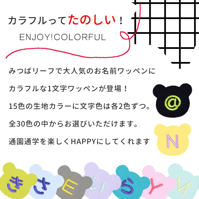 カラフルお名前ワッペン6文字セット 1文字×6...の紹介画像2