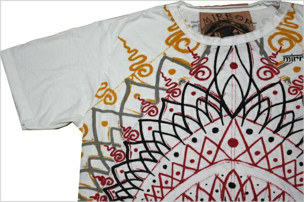 エスニック Tシャツ 蓮 / ロータス / 仏教 / ヒンドゥー WHT bk032 【 メンズ ファッション / ストリート / アジアン / ヨガ / ヒッピー / メール便可 / あす楽 】
