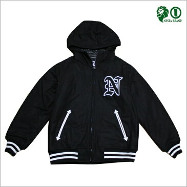 送料無料 NESTA ジャケット STUDIUM HOODIE JKT BLK J1508F 【 ネスタ ジャケット / メンズ / メルトン / NESTABRAND / レゲエ / ストリート / B系 / スケーター / ネスタブランド / アウター / スタジャン / あす楽 】