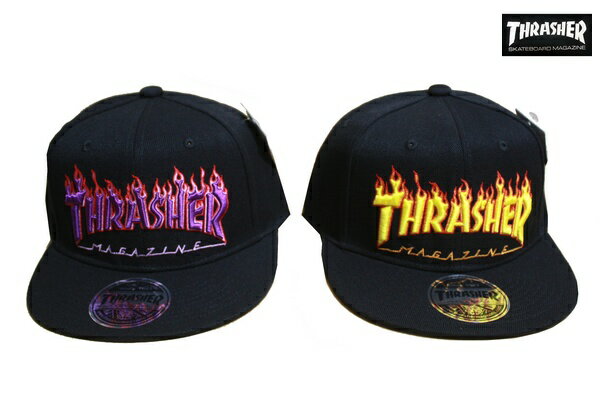 スラッシャー THRASHER キャップ FLAME LOGO ポリエステルサージ 平ツバ キャップ THR-C05 【 2021 メンズ CAP / スラッシャー キャップ / スケーター / ストリート / サーフ / スケート / スラッシャー スナップバック 帽子 / レゲエ / あす楽 】