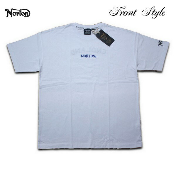 Norton Tシャツ ドロップショルダー ハンドタッチ刺繍TEE 222N1001 ホワイト 白【 2022 Tシャツ / ノートン 半袖 / メンズ / バイカー / バイク / アパレル 服 / メール便可 / あす楽 】