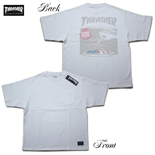 THRASHER Tシャツ Back GRAPHIC SS TEE [OFF WHITE] TH8163BR ホワイト 白【 2022 メンズ Tシャツ / スラッシャー Tシャツ / スケーター / ストリート / サーフ / スケート / スラッシャー 半袖 / ポケット 厚手 / メール便可 / あす楽 】