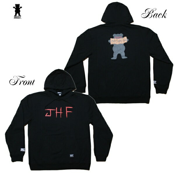 GRIZZLY パーカー GRIZZLY × JHF Scribe Hoodie BLK vigr21jh6 ブラック 黒 【 2022 グリズリー パーカー JUST HAVE FUN コラボ / スウェット / メンズ パーカー プルオーバー /スケーター スケボー スケートボード/ B系 / あす楽 】